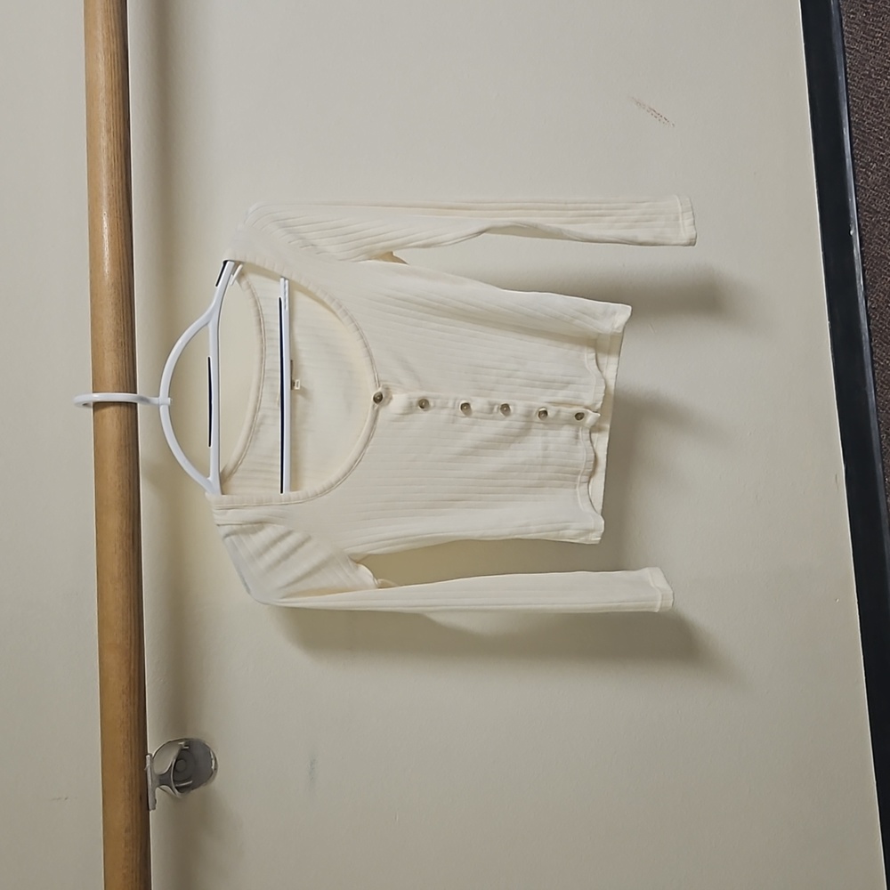 Madewell Cream Cropped Cardigan Top